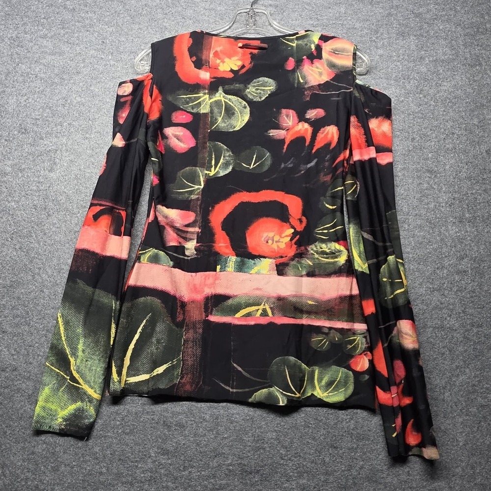 Jean Paul Gaultier Soleil Fuzzi Dress L Floral Abstract Mesh Made Italy